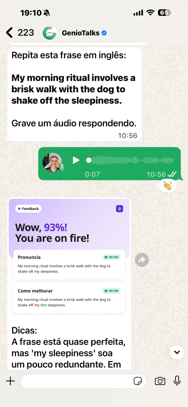 Conversa do GenioTalks no WhatsApp